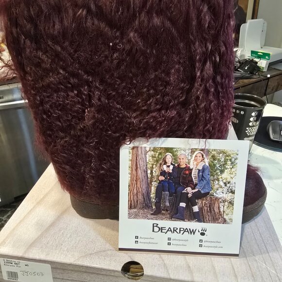 Bear Paw Women's Boots Boetis II Charcoal Wine / Plum Lamb Fur Size 5 NEW 1294W - Picture 2 of 12